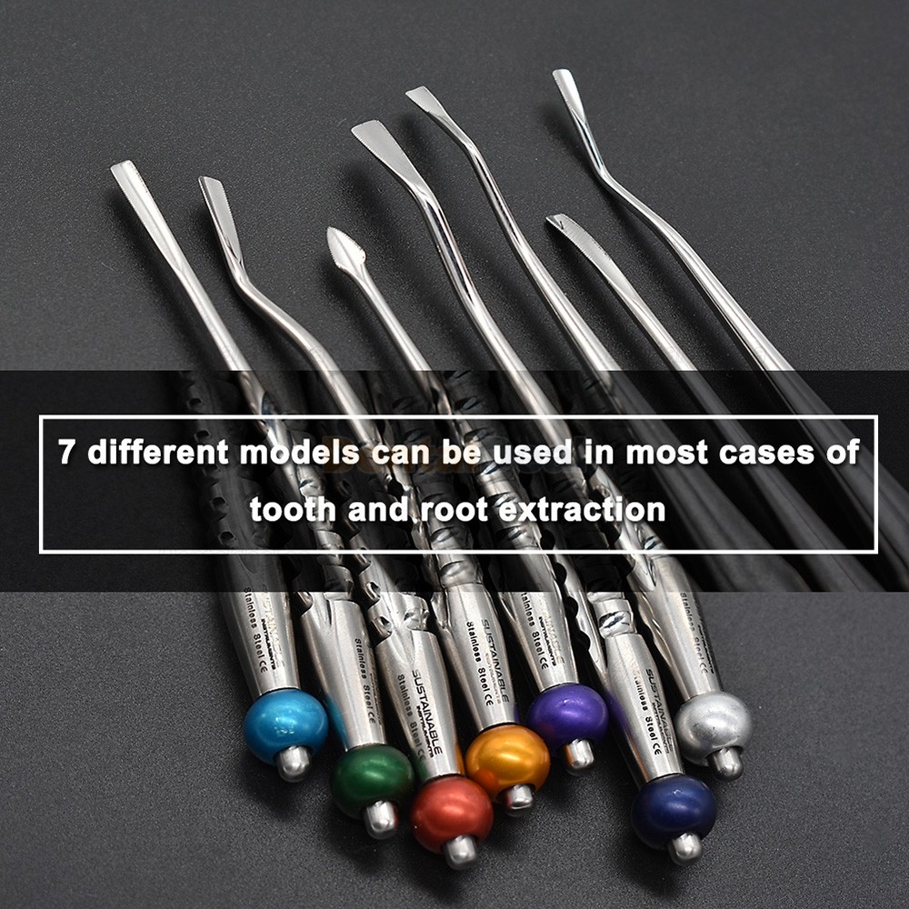 7Pcs Dental Root Elevator Tooth Extracting Elevator with Sterilization Case